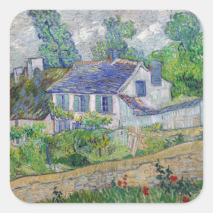 Pegatina Cuadrada Vincent van Gogh - Casas en Auvers