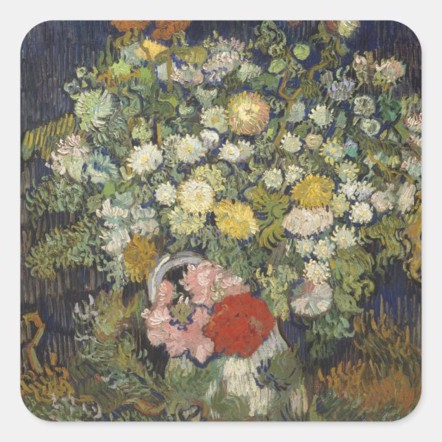Pegatina Cuadrada Vincent Van Gogh | Comedor de flores en una parcel (Anverso)