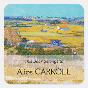 Pegatina Cuadrada Vincent van Gogh - Cosecha en La Crau