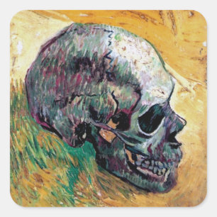 Pegatina Cuadrada Vincent Van Gogh - Cráneo de Perfil - Arte Fino