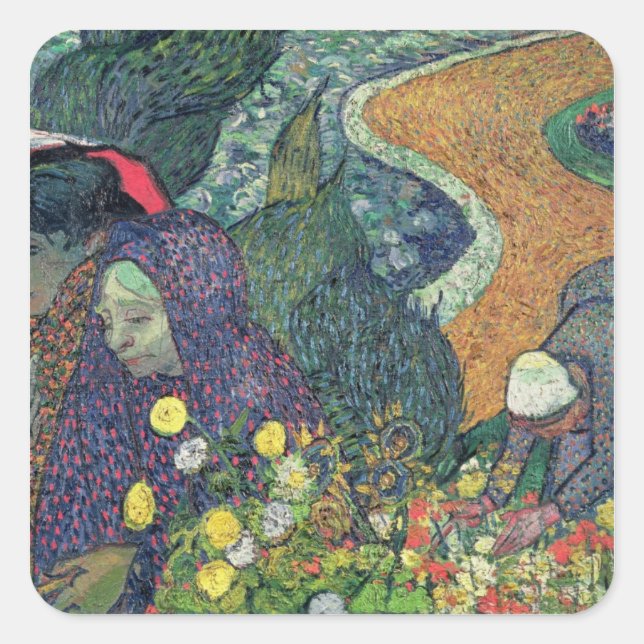 Pegatina Cuadrada Vincent van Gogh | Damas de Arles, 1888 (Anverso)