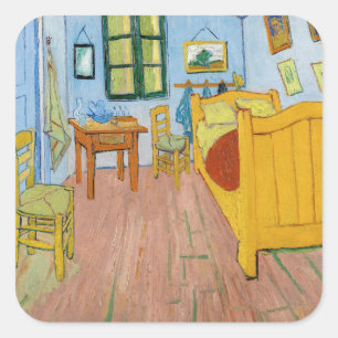Pegatina Cuadrada Vincent Van Gogh - Dormitorio de Vincent en Arles