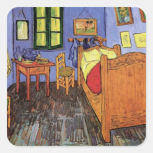 Pegatina Cuadrada Vincent van Gogh - Dormitorio de Vincent en Arles