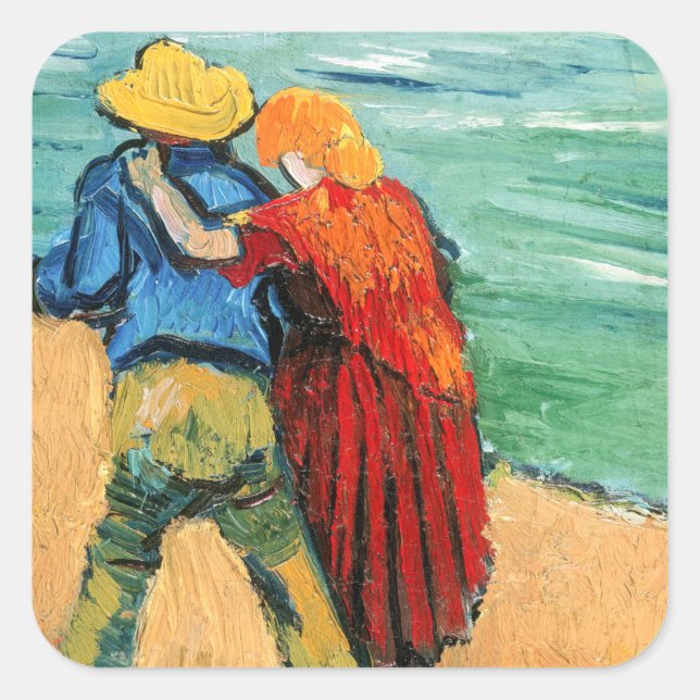 Pegatina Cuadrada Vincent van Gogh - Dos amantes (Anverso)