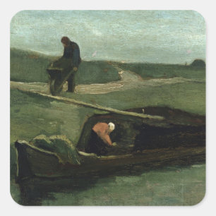 Pegatina Cuadrada Vincent van Gogh El Barco de la turba, 1883