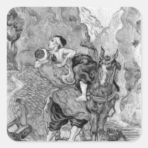 Pegatina Cuadrada Vincent van Gogh   El buen samaritano