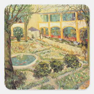Pegatina Cuadrada Vincent van Gogh el   el jardín del asilo en Arle