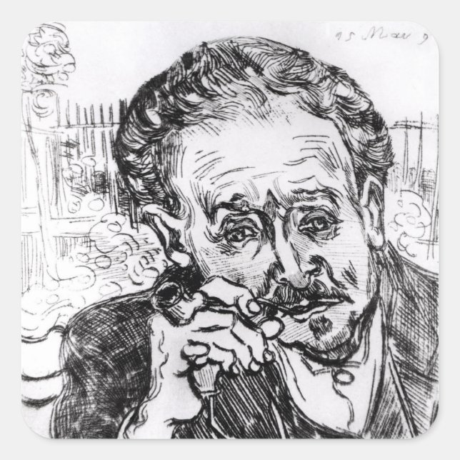 Pegatina Cuadrada Vincent van Gogh | El hombre con la tubería (Anverso)