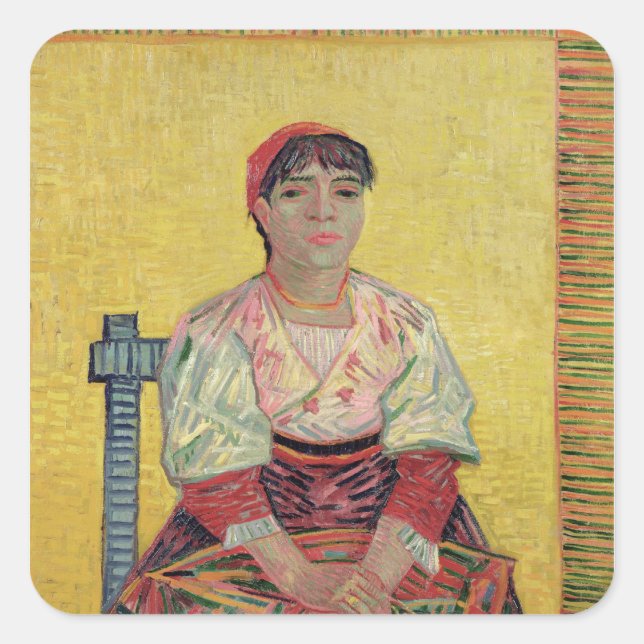 Pegatina Cuadrada Vincent van Gogh | El italiano: Agostina Segatori (Anverso)