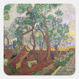 Pegatina Cuadrada Vincent van Gogh   El Jardín del Hospital de San P