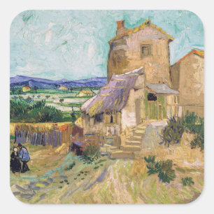 Pegatina Cuadrada Vincent van Gogh - El viejo molino
