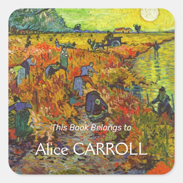 Pegatina Cuadrada Vincent van Gogh - El Viñedo Rojo (Anverso)