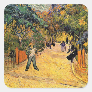 Pegatina Cuadrada Vincent van Gogh - Entrada al Parque Público, Arle