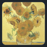 Pegatina Cuadrada Vincent van Gogh | Girasoles, 1888<br><div class="desc">Número de colección de imágenes: BAL970 Sunflowers,  1888 (aceite sobre lienzo). Gogh,  Vincent van (1853-90) aceite sobre lienzo. Galería Nacional,  Londres,  Reino Unido,  1888</div>