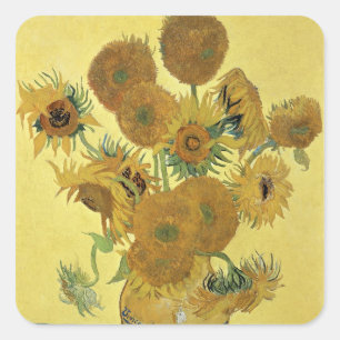 Pegatina Cuadrada Vincent van Gogh   Girasoles, 1888