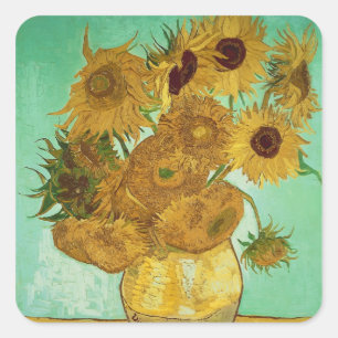Pegatina Cuadrada Vincent van Gogh   Girasoles, 1888