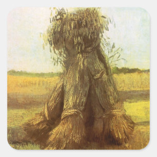 Pegatina Cuadrada Vincent van Gogh - Hojas de Trigo