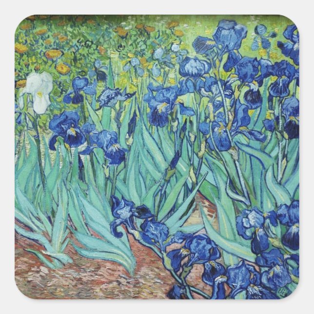 Pegatina Cuadrada Vincent van Gogh Irises (Anverso)