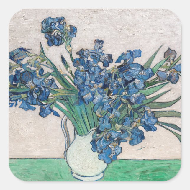 Pegatina Cuadrada Vincent van Gogh - Irises (Anverso)