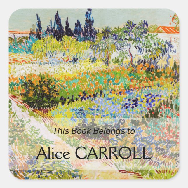 Pegatina Cuadrada Vincent van Gogh - Jardín de Arles (Anverso)