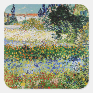 Pegatina Cuadrada Vincent van Gogh - Jardín de flores