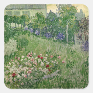 Pegatina Cuadrada Vincent van Gogh jardín del   Daubigny, 1890