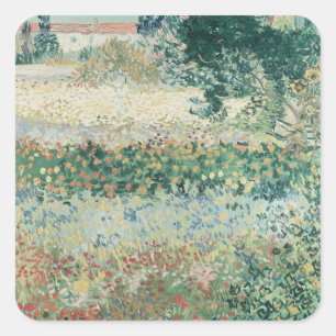 Pegatina Cuadrada Vincent van Gogh   Jardín en Bloom, Arles, 1888