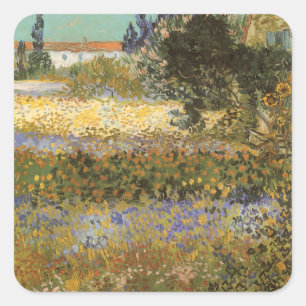 Pegatina Cuadrada Vincent van Gogh - Jardín Florido