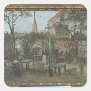 Pegatina Cuadrada Vincent van Gogh Jardines de Placer de Montmartr