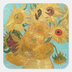 Pegatina Cuadrada Vincent Van Gogh - Jarrón con doce girasoles