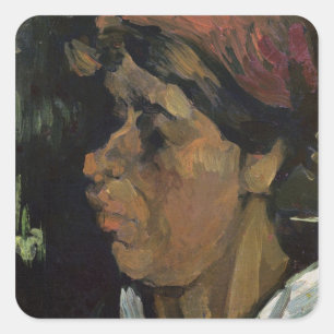 Pegatina Cuadrada Vincent van Gogh   Jefe de un campesino holandés, 
