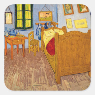 Pegatina Cuadrada Vincent van Gogh - La habitación de Vincent en Arl