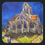 Pegatina Cuadrada Vincent van Gogh - La Iglesia de Auvers<br><div class="desc">Iglesia de Auvers / l'Eglise à Auvers-sur-oise por Vincent Van Gogh en 1890</div>