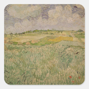 Pegatina Cuadrada Vincent van Gogh La llanura en Auvers, 1890