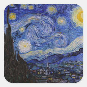 Pegatina Cuadrada Vincent Van Gogh - La noche estrellada