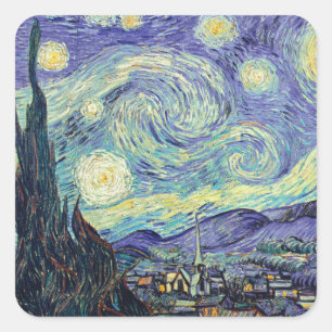 Pegatina Cuadrada Vincent Van Gogh La Noche Starry