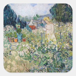 Pegatina Cuadrada Vincent van Gogh - La señorita Gachet en su jardín