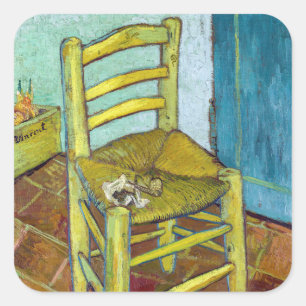 Pegatina Cuadrada Vincent van Gogh - La silla de Van Gogh