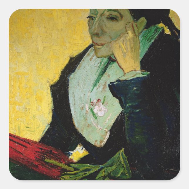 Pegatina Cuadrada Vincent van Gogh | L'Arlesienne, detalle, 1888 (Anverso)