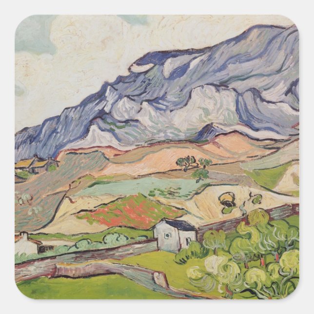 Pegatina Cuadrada Vincent van Gogh | Los Alpilles, 1890 (Anverso)