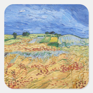 Pegatina Cuadrada Vincent van Gogh - Los Campos / Campos de Trigo