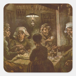 Pegatina Cuadrada Vincent van Gogh - Los comedores de patatas