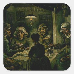 Pegatina Cuadrada Vincent van Gogh - Los comedores de patatas