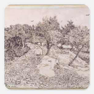 Pegatina Cuadrada Vincent van Gogh   Los Olivos