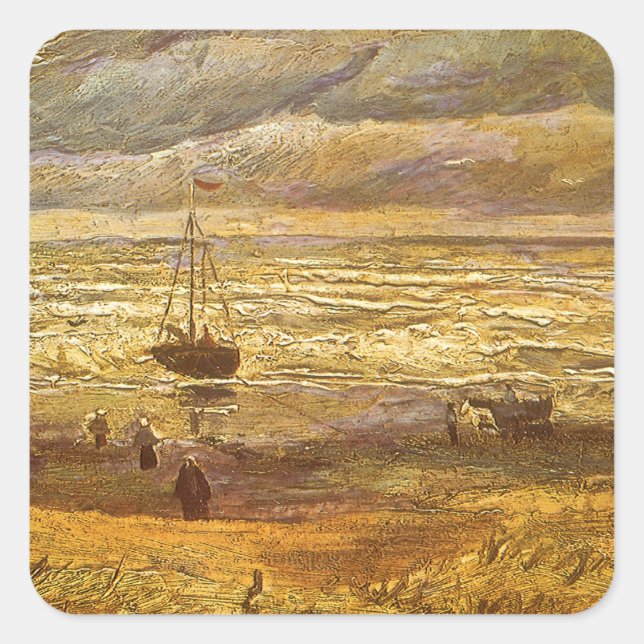 Pegatina Cuadrada Vincent van Gogh - Mar en Scheveningen (Anverso)