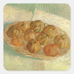 Pegatina Cuadrada Vincent van Gogh - Naturaleza muerta Cesta de manz