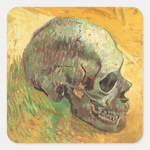 Pegatina Cuadrada Vincent van Gogh - Naturaleza muerta con calavera