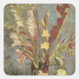 Pegatina Cuadrada Vincent van Gogh - Naturaleza muerta Jarrón con gl