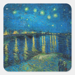 Pegatina Cuadrada Vincent Van Gogh Noche estrellada sobre el Ródano