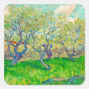 Pegatina Cuadrada Vincent van Gogh Orchard en Blossom